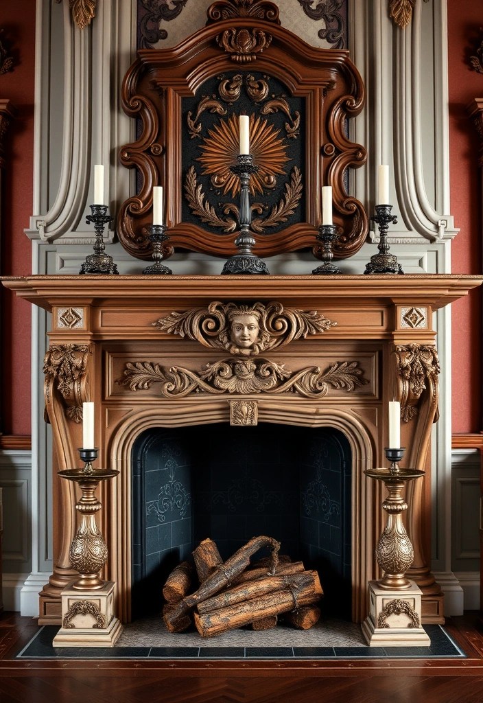 18 Opulent Rococo Decor Ideas That Will Leave Your Guests Speechless! - 17. Grand Fireplaces