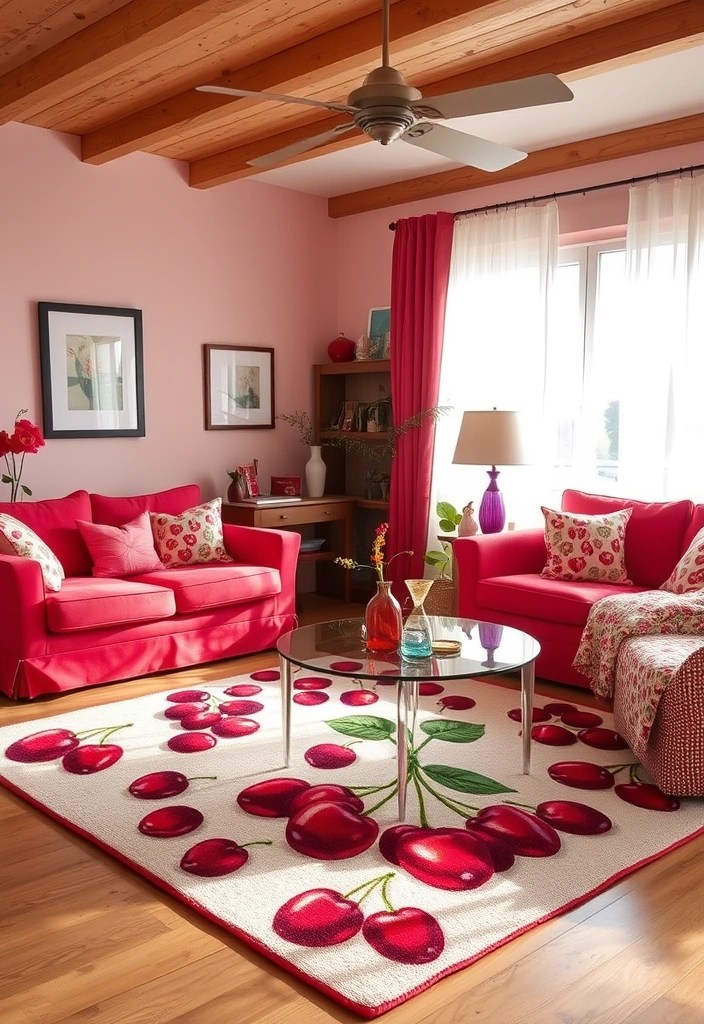 20 Cherry Decor Ideas That’ll Make Your Home Feel Like a Summer Paradise! - 11. Cherry-Themed Rugs