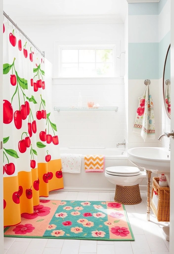 20 Cherry Decor Ideas That’ll Make Your Home Feel Like a Summer Paradise! - 14. Cherry-Themed Bathroom Decor