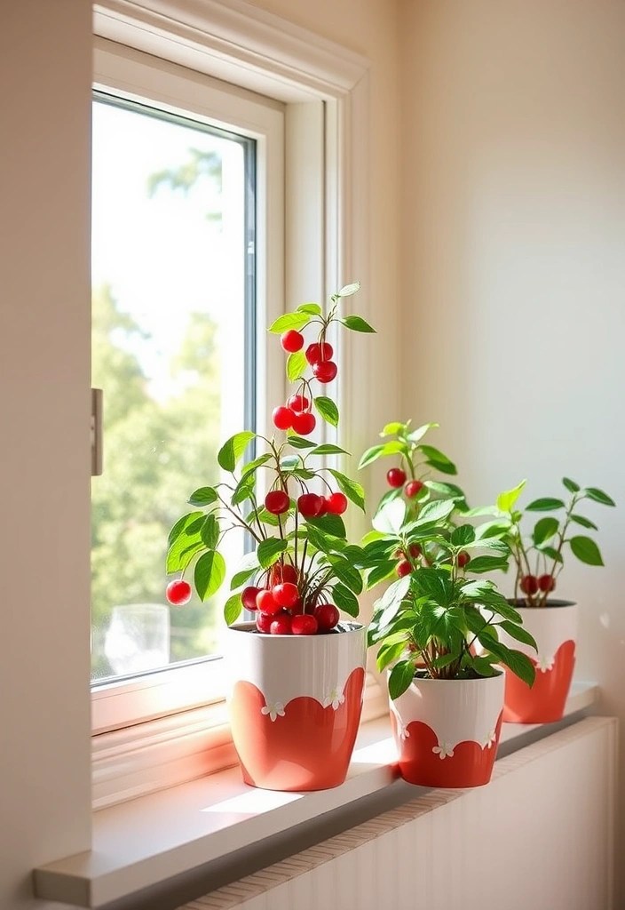 20 Cherry Decor Ideas That’ll Make Your Home Feel Like a Summer Paradise! - 15. Cherry-Themed Planters