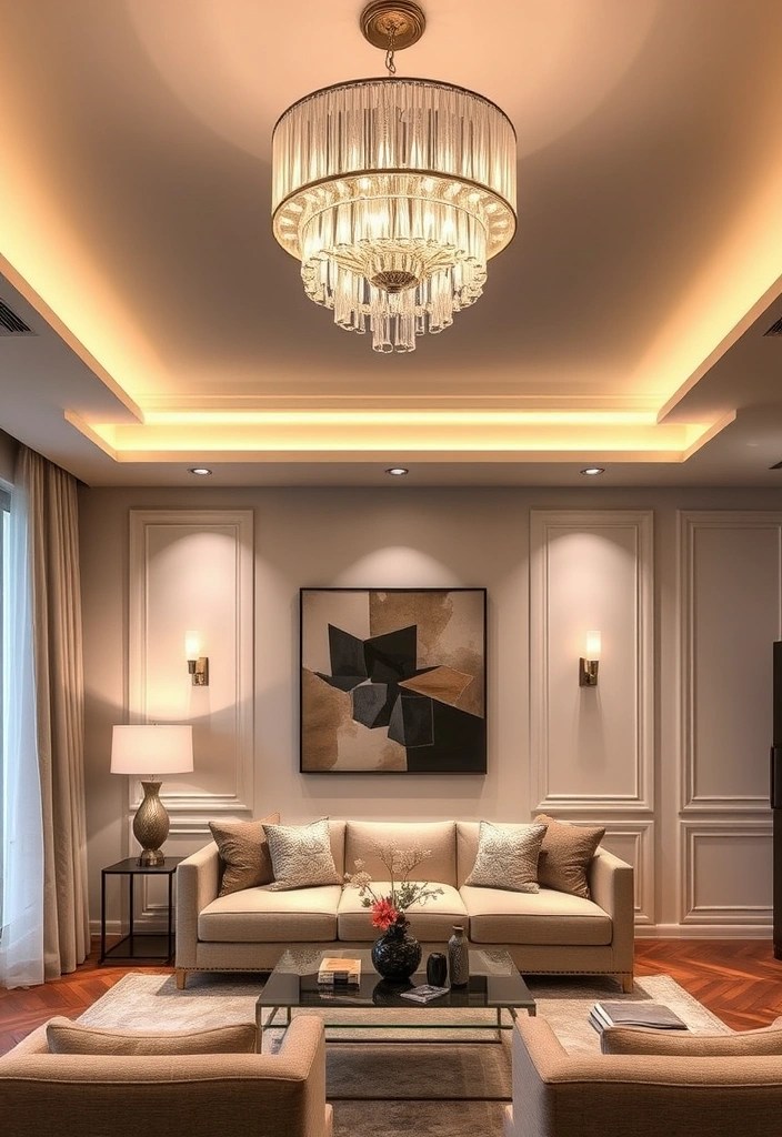 20 Living Room Ideas That'll Make You Never Want to Leave (#15 Is a Game Changer!) - 12. Statement Lighting Fixtures