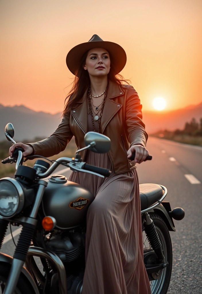 20 Stunning Boho Motorcycle Outfits That Will Turn Heads on the Road! - 1. The Classic Boho Biker