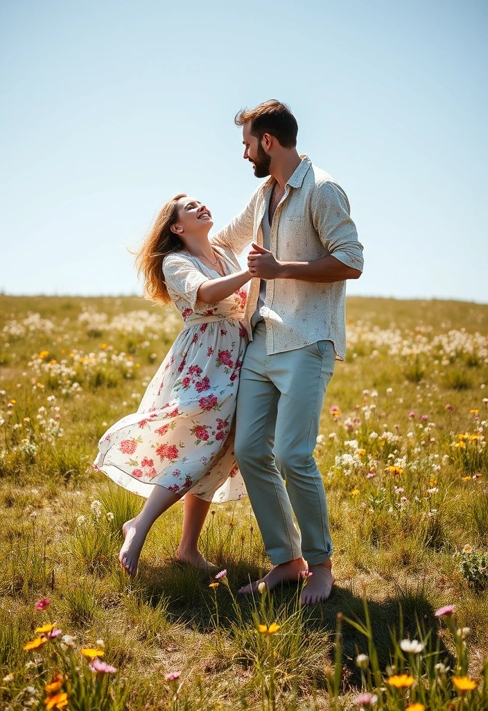 25 Adorable Matching Outfits for Couples That Will Make Everyone Swoon! - 10. Bohemian Bliss: Coordinated Flowy Outfits