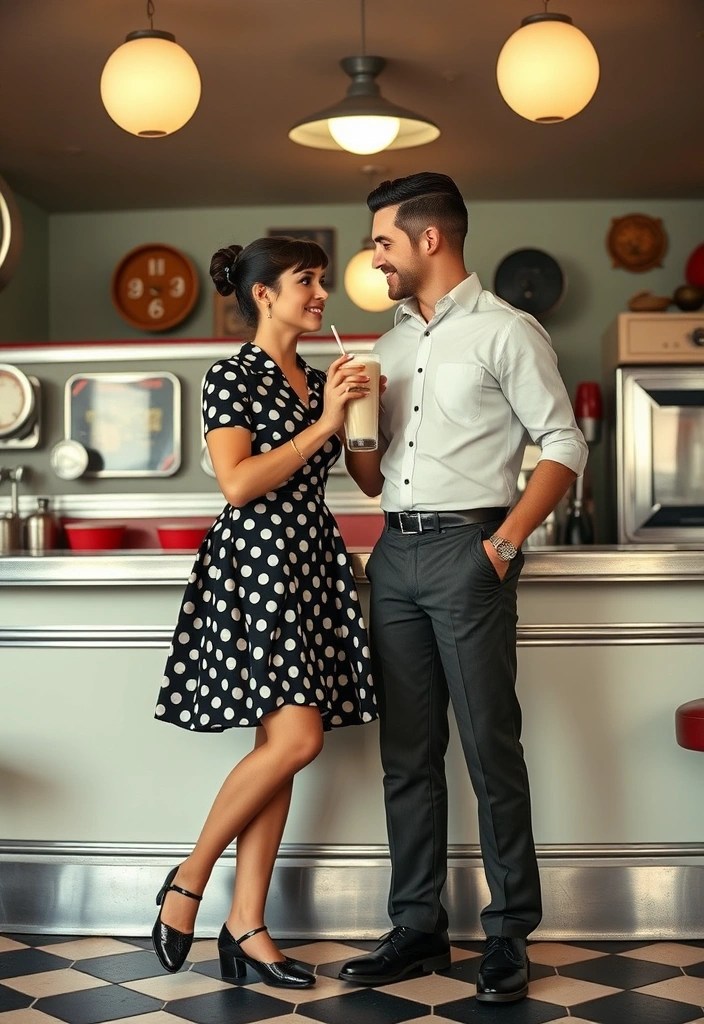 25 Adorable Matching Outfits for Couples That Will Make Everyone Swoon! - 11. Vintage Charm: Coordinated Retro Outfits