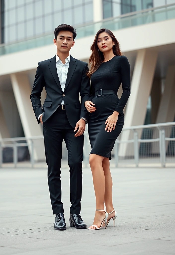 25 Adorable Matching Outfits for Couples That Will Make Everyone Swoon! - 15. Timeless Style: Coordinated Black and White