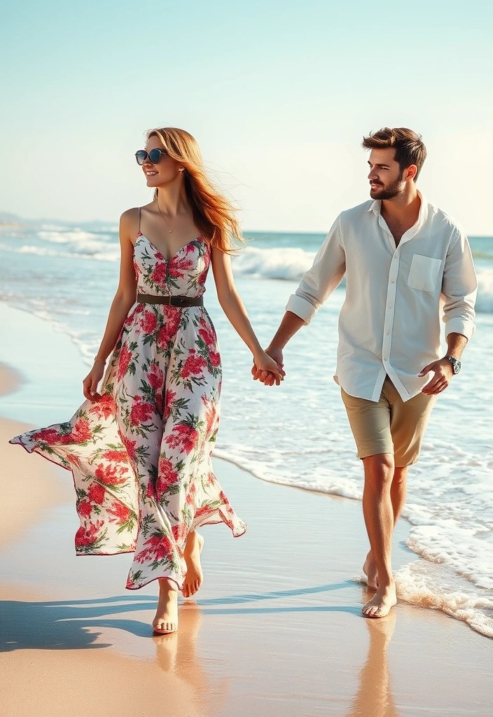 25 Adorable Matching Outfits for Couples That Will Make Everyone Swoon! - 2. Sweet Summer Vibes: Coordinated Dresses