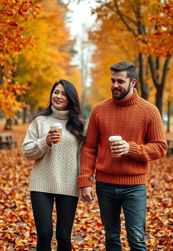 25 Adorable Matching Outfits for Couples That Will Make Everyone Swoon! - 6. Seasonal Flair: Autumn Sweaters