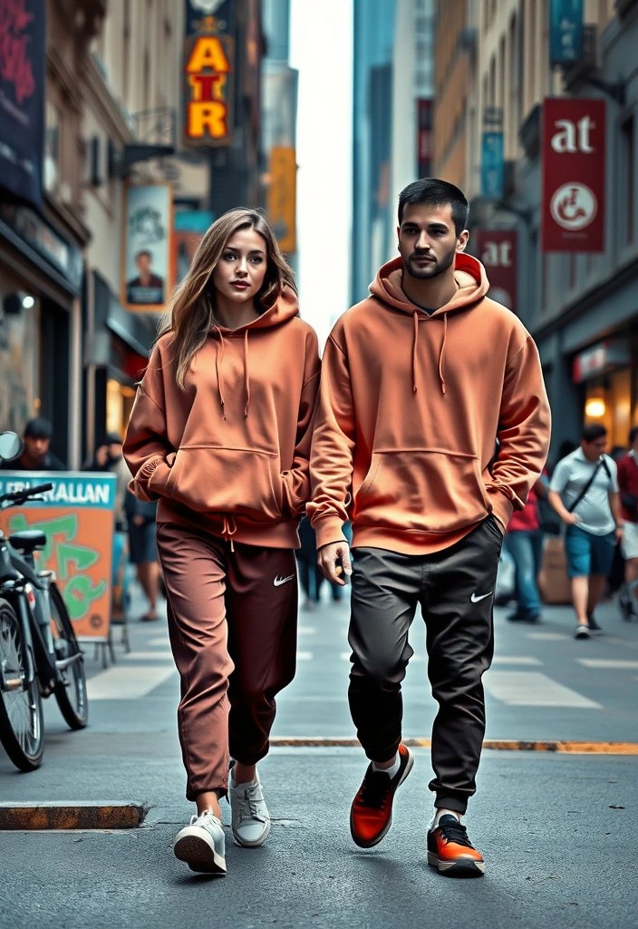 25 Adorable Matching Outfits for Couples That Will Make Everyone Swoon! - 9. Urban Chic: Matching Streetwear