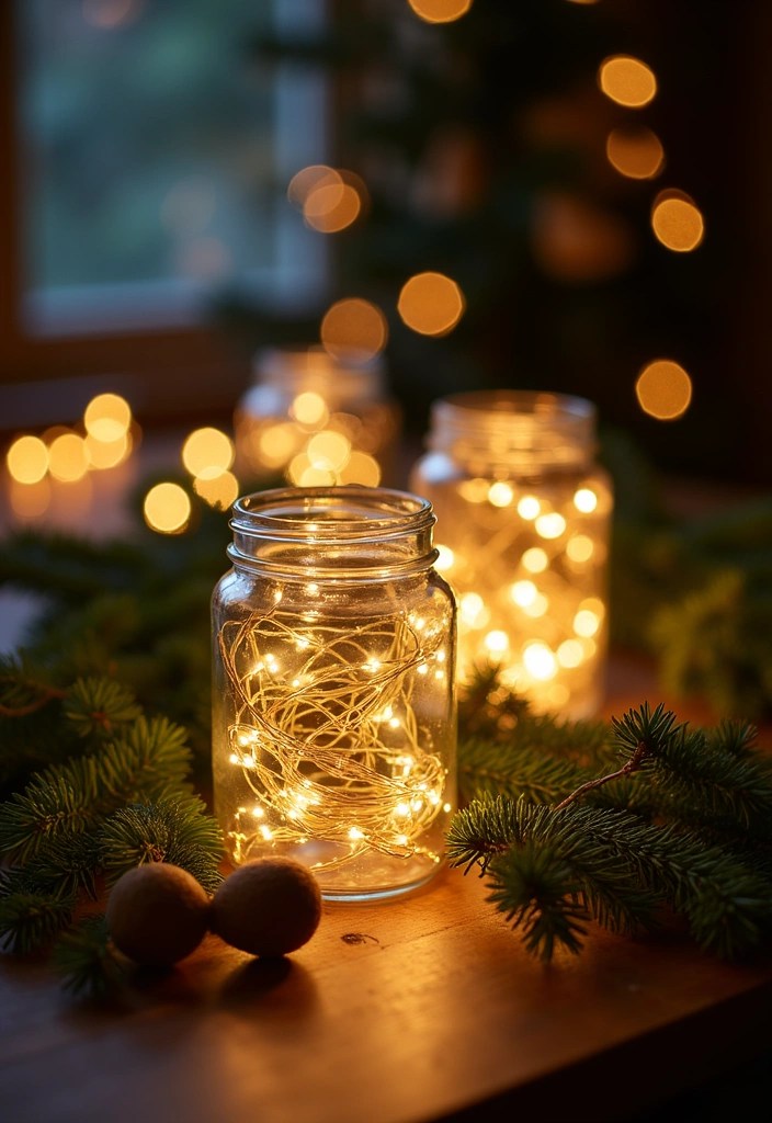 25 Incredibly Easy Holiday Decor Ideas That'll Transform Your Home in Minutes! - 11. Twinkling Fairy Light Jars