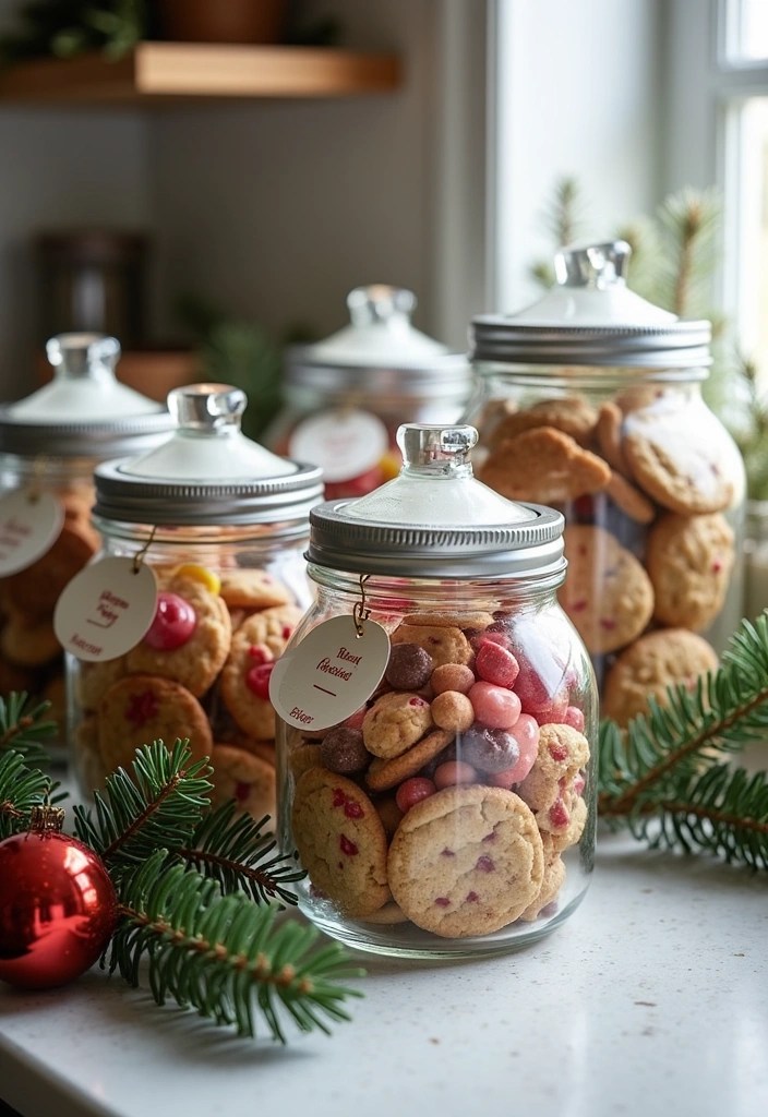 25 Incredibly Easy Holiday Decor Ideas That'll Transform Your Home in Minutes! - 19. Decorative Jars Filled with Treats