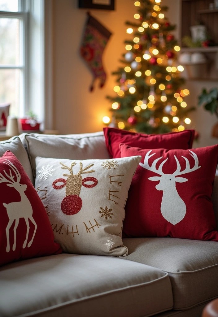 25 Incredibly Easy Holiday Decor Ideas That'll Transform Your Home in Minutes! - 8. Festive Pillow Covers