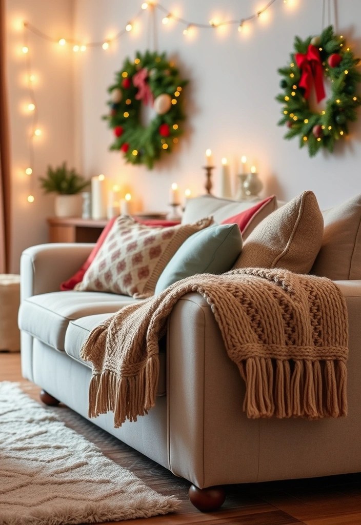 25 Stunning Holiday Decorations That'll Make You the Hostess with the Mostess! - 5. Cozy Throw Blankets and Pillows